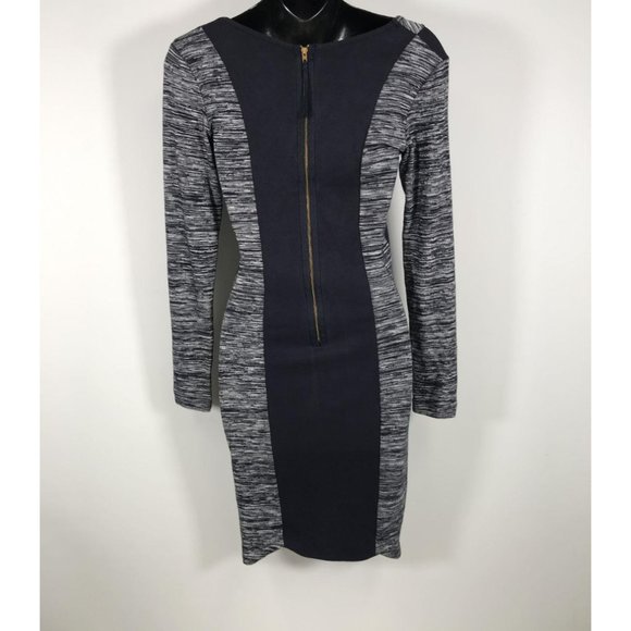 French Connection Long Sleeve Navy Jersey Bodycon Dress with Zipper | Size 4 - Picture 2 of 10